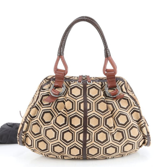 Bvlgari Calf Hair Leather Poly Large Tote