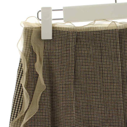 Fendi Tight Skirt Mini Length All Over Pattern Frill Wool 38 Beige