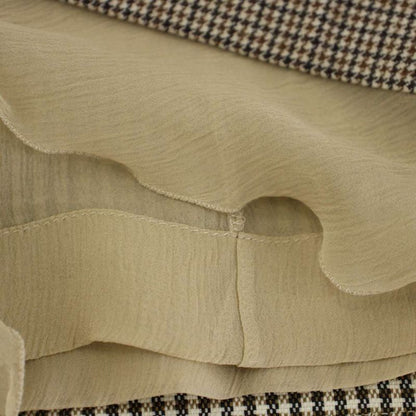 Fendi Tight Skirt Mini Length All Over Pattern Frill Wool 38 Beige