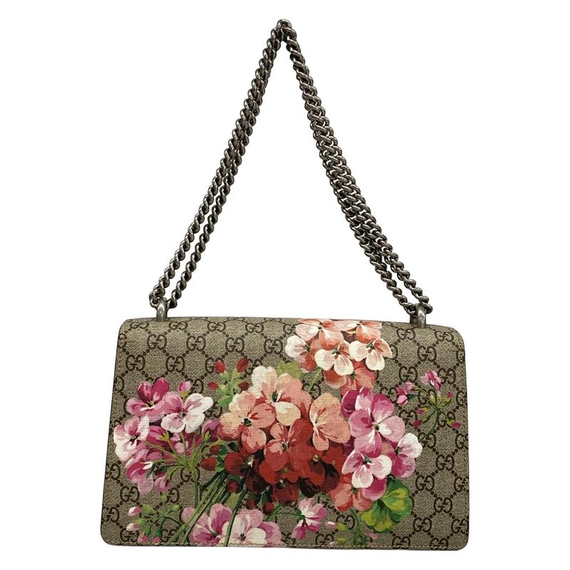 Gucci Shoulder Bag Dionysus GG Blooms Beige Ebony Gold Chain