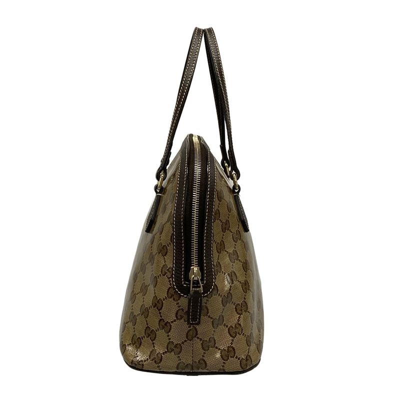 Gucci Handbag Beige Dark Brown Leather