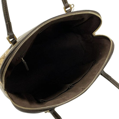Gucci Handbag Beige Dark Brown Leather