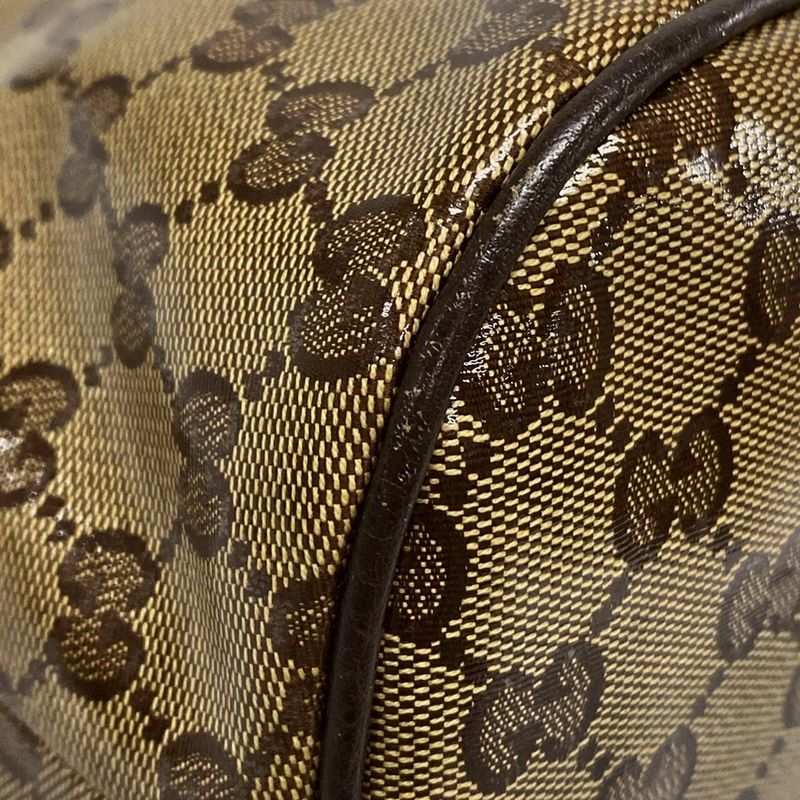 Gucci Handbag Beige Dark Brown Leather