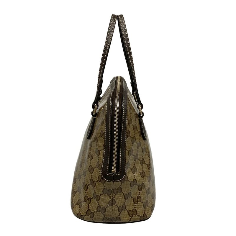 Gucci Handbag Beige Dark Brown Leather