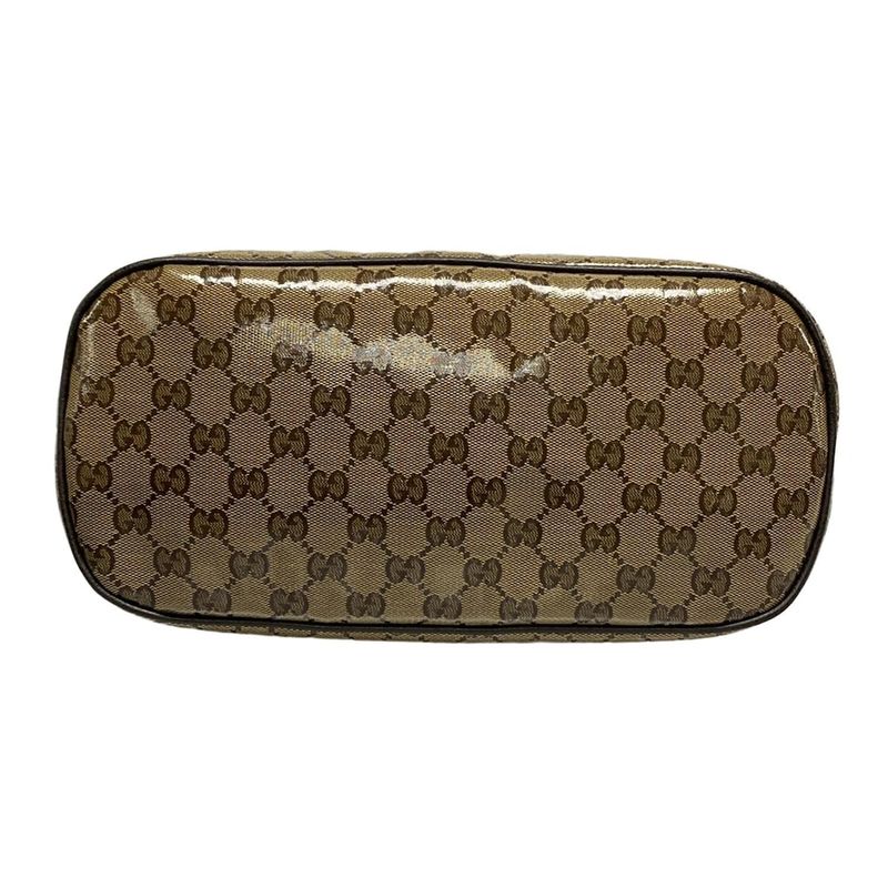 Gucci Handbag Beige Dark Brown Leather