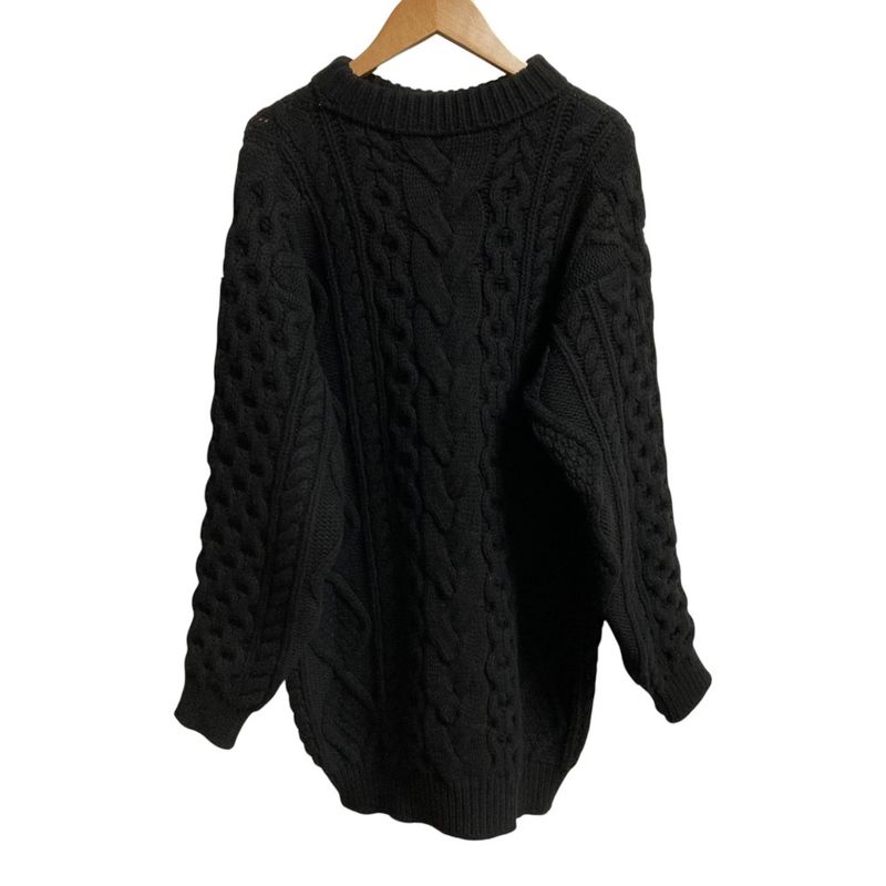 Celine Wool Cashmere Aran Cable Knit Sweater S Black