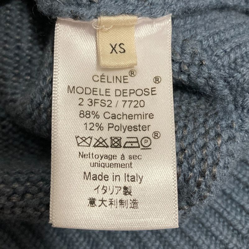 Celine Phoebe Philo Era Cashmere V-neck Chunky Knit Sweater XS Blue