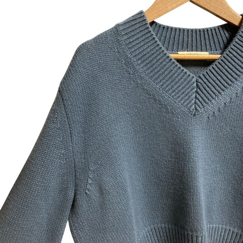 Celine Phoebe Philo Era Cashmere V-neck Chunky Knit Sweater XS Blue