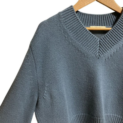 Celine Phoebe Philo Era Cashmere V-neck Chunky Knit Sweater XS Blue