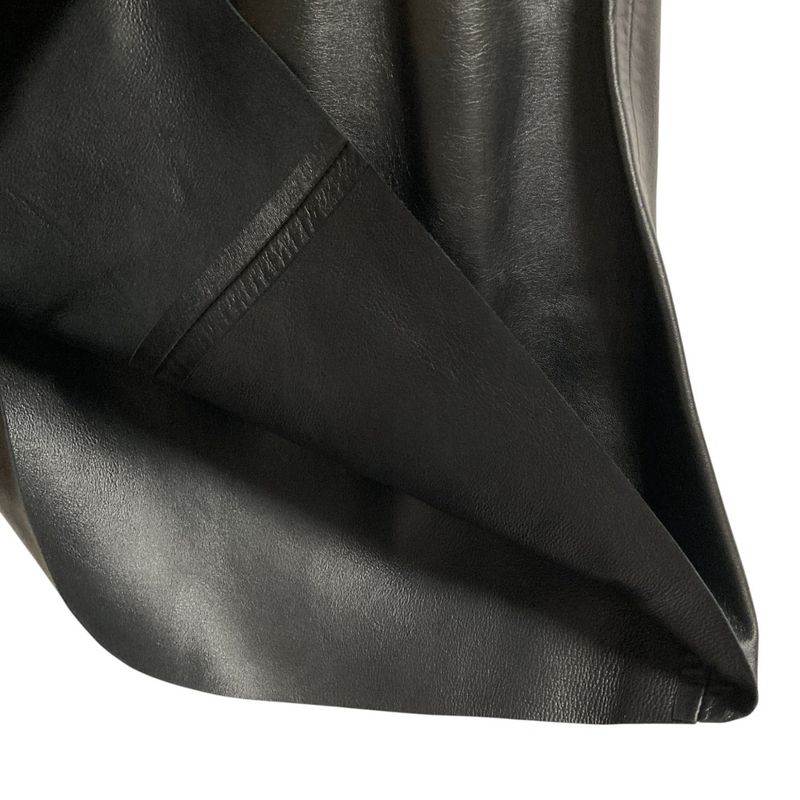Celine Side Ruffle Leather Skirt 36 Black