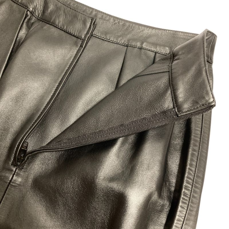 Celine Side Ruffle Leather Skirt 36 Black