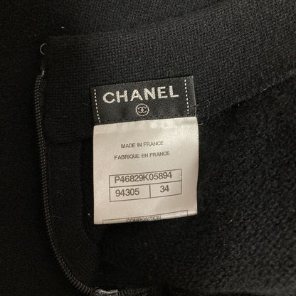 Chanel Cashmere Wool Big Pocket Skirt 34 Black