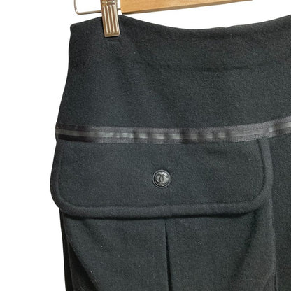 Chanel Cashmere Wool Big Pocket Skirt 34 Black