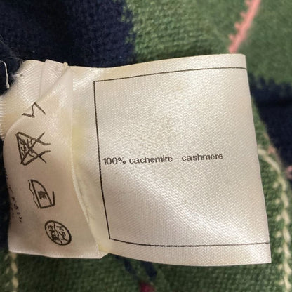 Chanel Agile Check Cable Knit Sleeve Cashmere Sweater 36 Multicolor