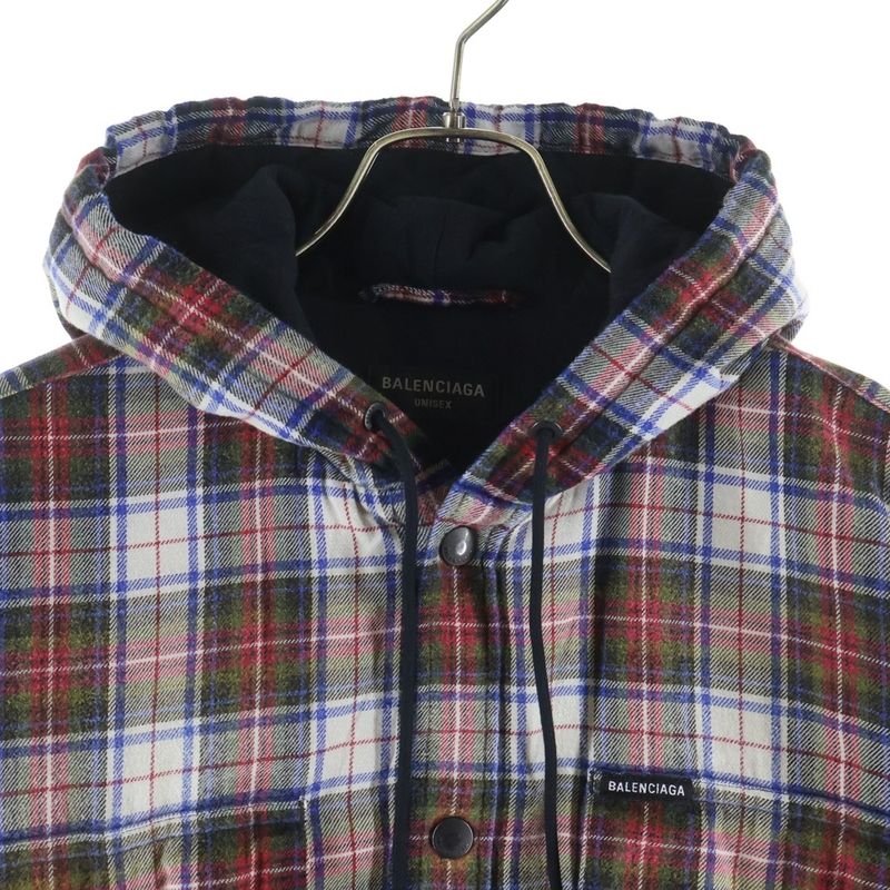 Balenciaga Bleached Flannel Hooded Jacket Vintage Wash Bree Check