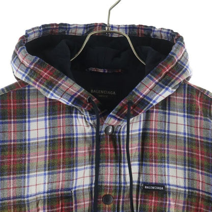 Balenciaga Bleached Flannel Hooded Jacket Vintage Wash Bree Check