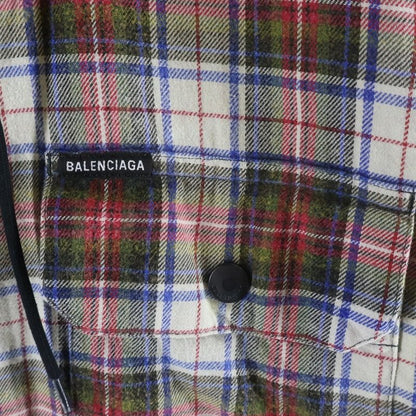 Balenciaga Bleached Flannel Hooded Jacket Vintage Wash Bree Check