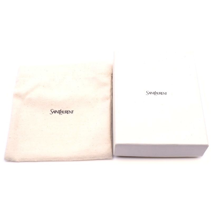 Saint Laurent Paris Cassandra Card Case Business Card Holder Black Leather Gold