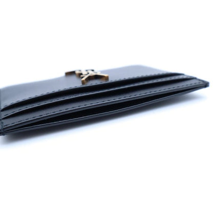 Saint Laurent Paris Cassandra Card Case Business Card Holder Black Leather Gold
