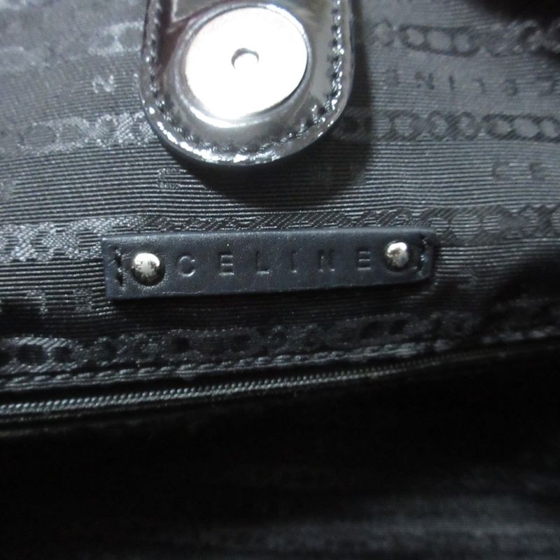 Celine Enamel Chain Tote Black
