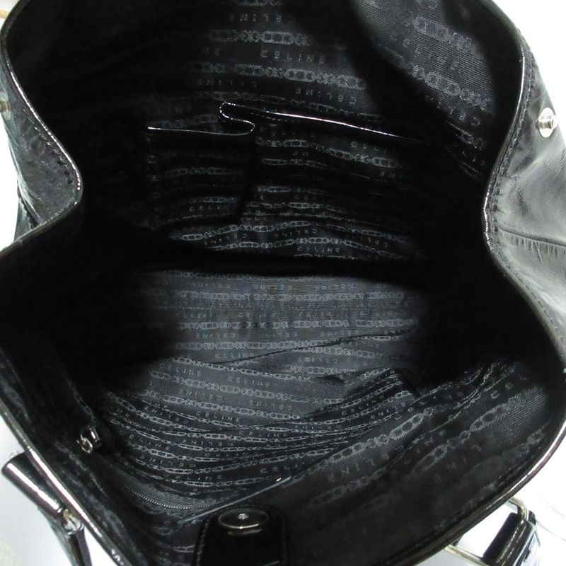 Celine Enamel Chain Tote Black