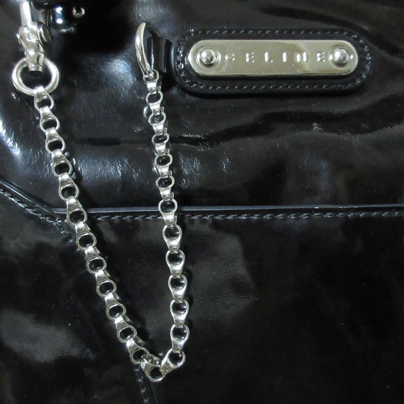Celine Enamel Chain Tote Black