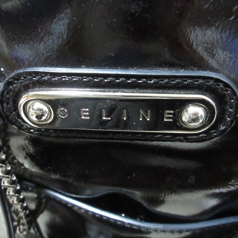 Celine Enamel Chain Tote Black