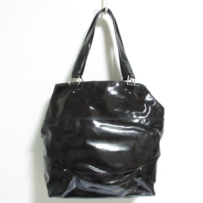 Celine Enamel Chain Tote Black