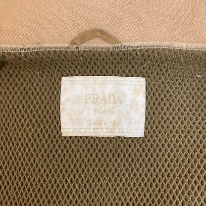 Prada Vintage Wool Belted Stand Collar Coat 40 Beige
