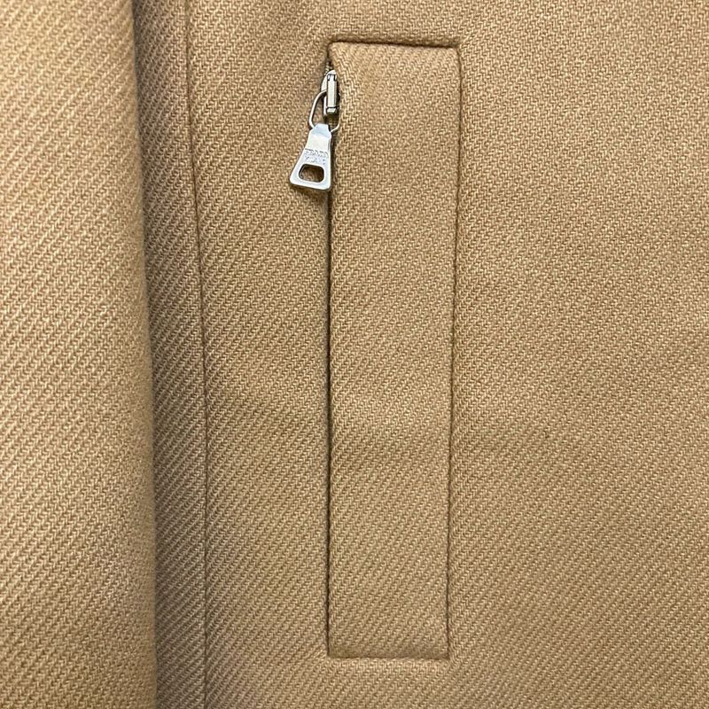 Prada Vintage Wool Belted Stand Collar Coat 40 Beige