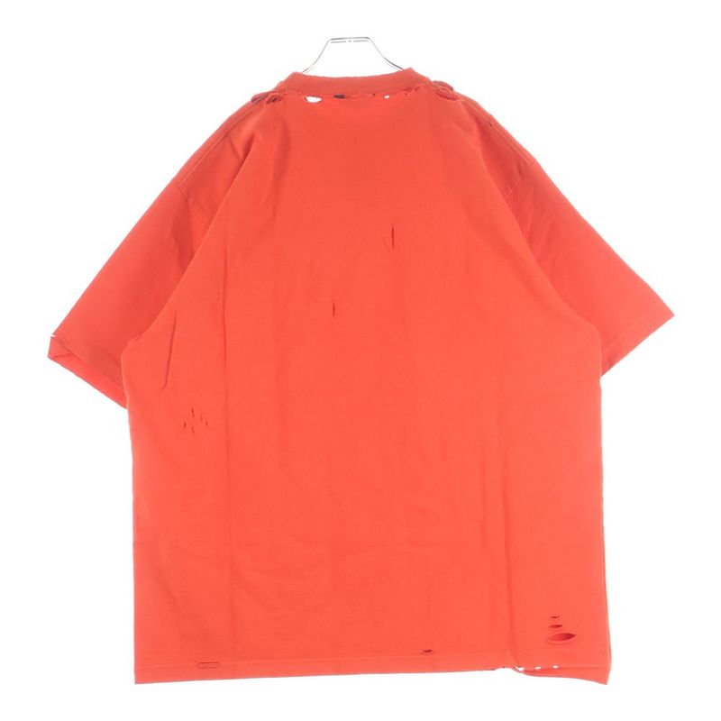 Balenciaga Destroyed One Point Logo Snake Weight Crew Neck Short Sleeve