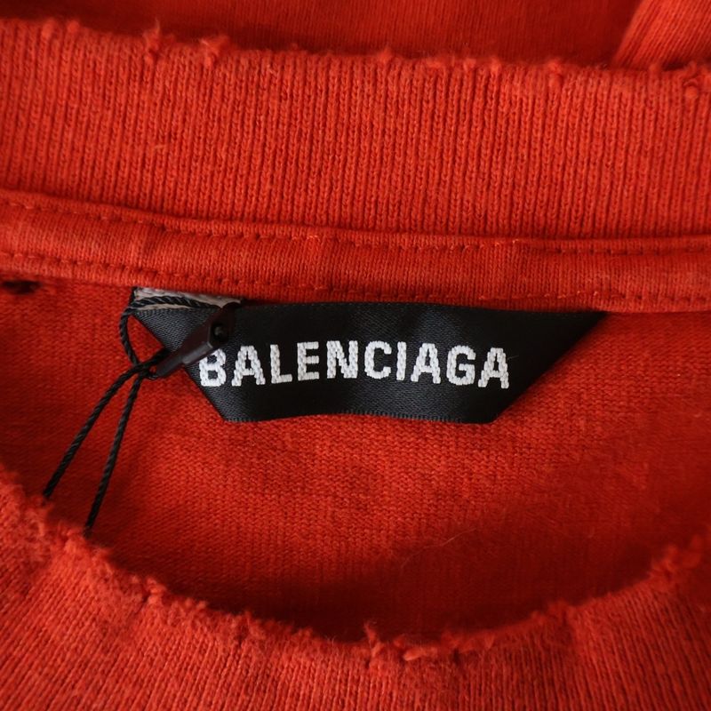 Balenciaga Destroyed One Point Logo Snake Weight Crew Neck Short Sleeve