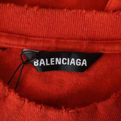Balenciaga Destroyed One Point Logo Snake Weight Crew Neck Short Sleeve