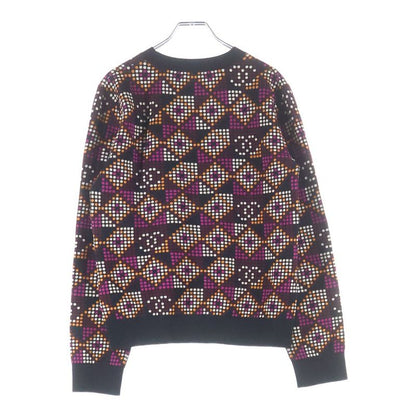 Chanel Geometric CC Logo Mini Plate Crew Neck Cotton Knit Sweater Black