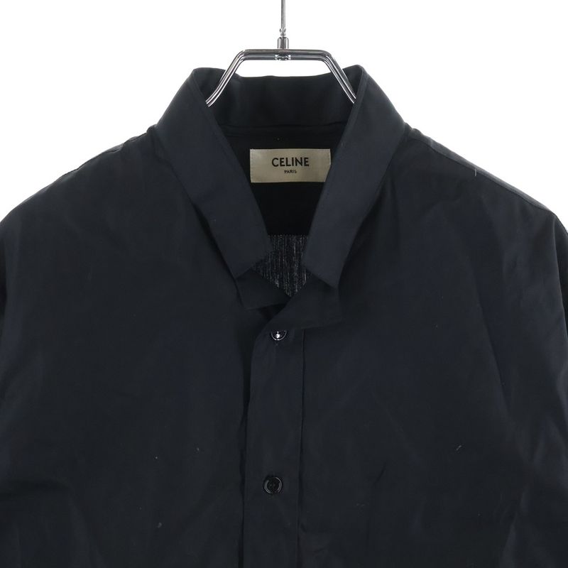 Celine Loose Shirt with Inverted Collar in Cotton Poplin