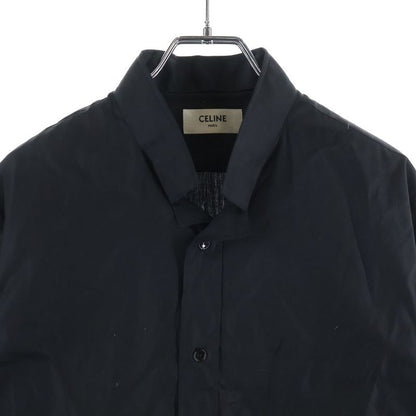 Celine Loose Shirt with Inverted Collar in Cotton Poplin
