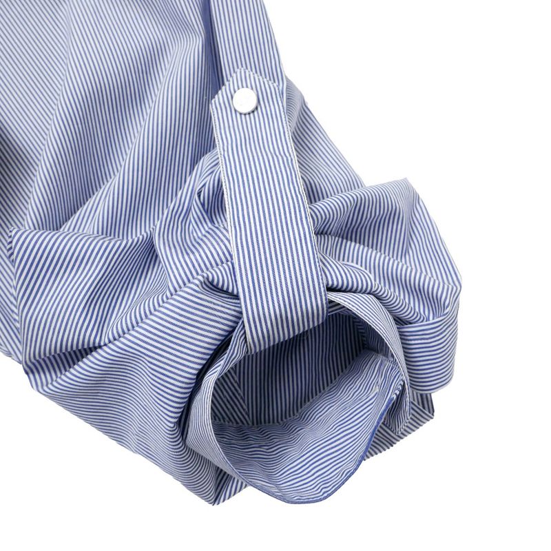 Fendi Long Sleeve Shirt 40 Striped Half Button Blue