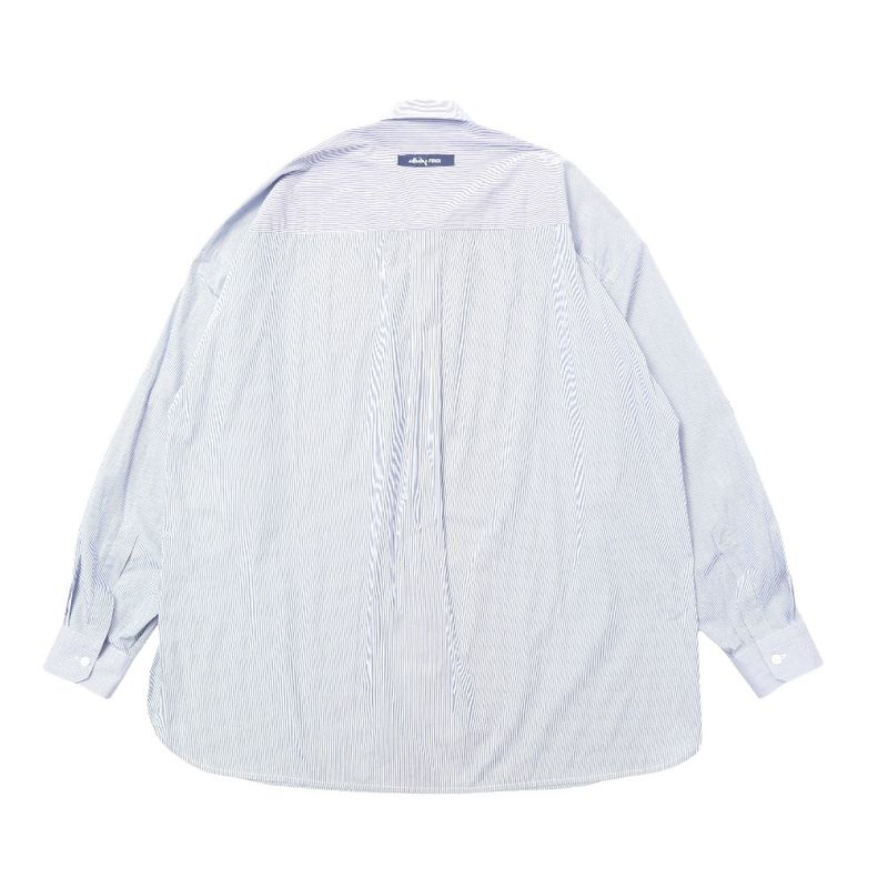 Fendi Long Sleeve Shirt 40 Striped Half Button Blue