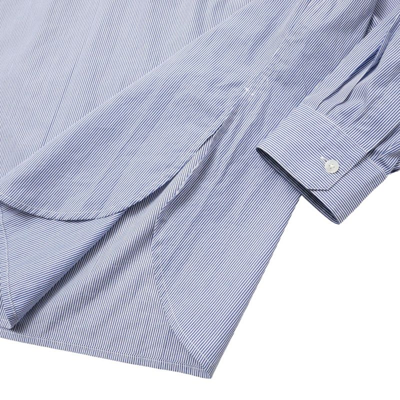 Fendi Long Sleeve Shirt 40 Striped Half Button Blue