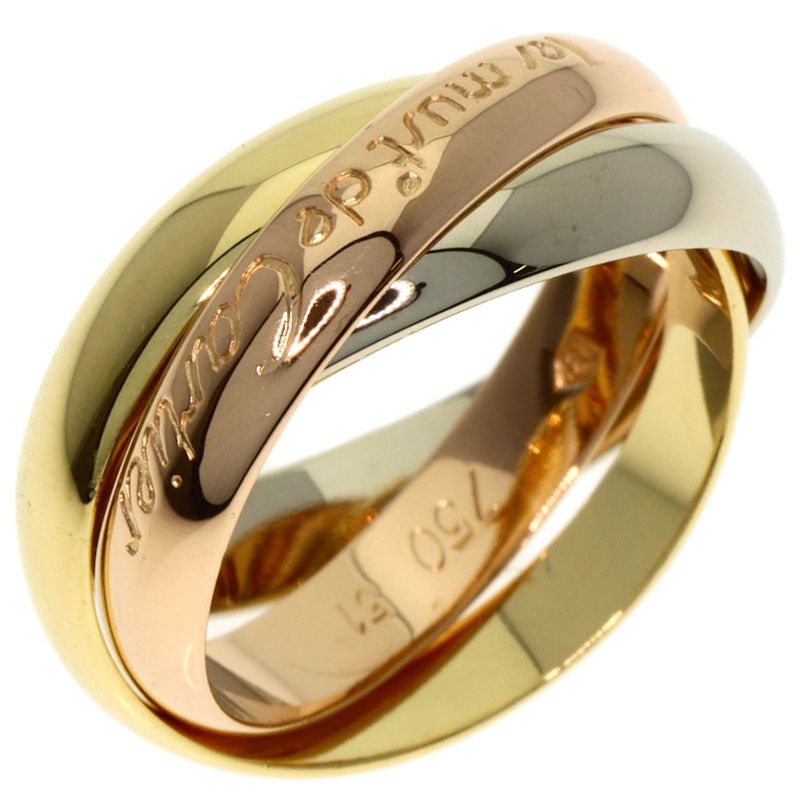 Cartier Trinity 51 Ring 18K Yellow Gold 18K White Pink