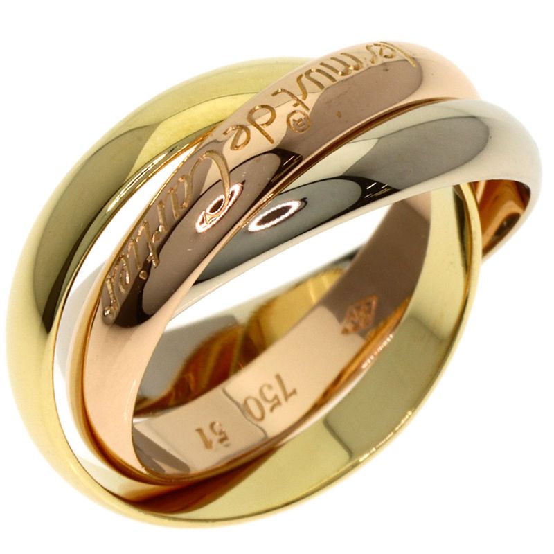 Cartier Trinity 51 Ring 18K Yellow Gold 18K White Pink