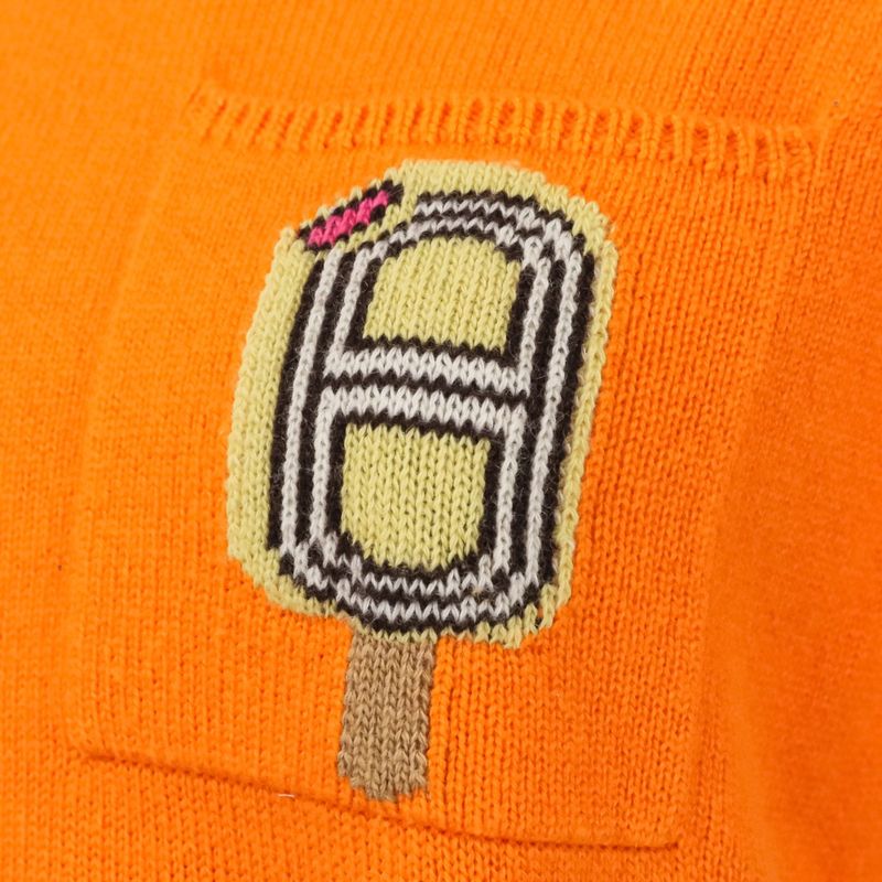Hermes Funny Lce Cream Short Sleeve Cashmere Knit 40 Orange
