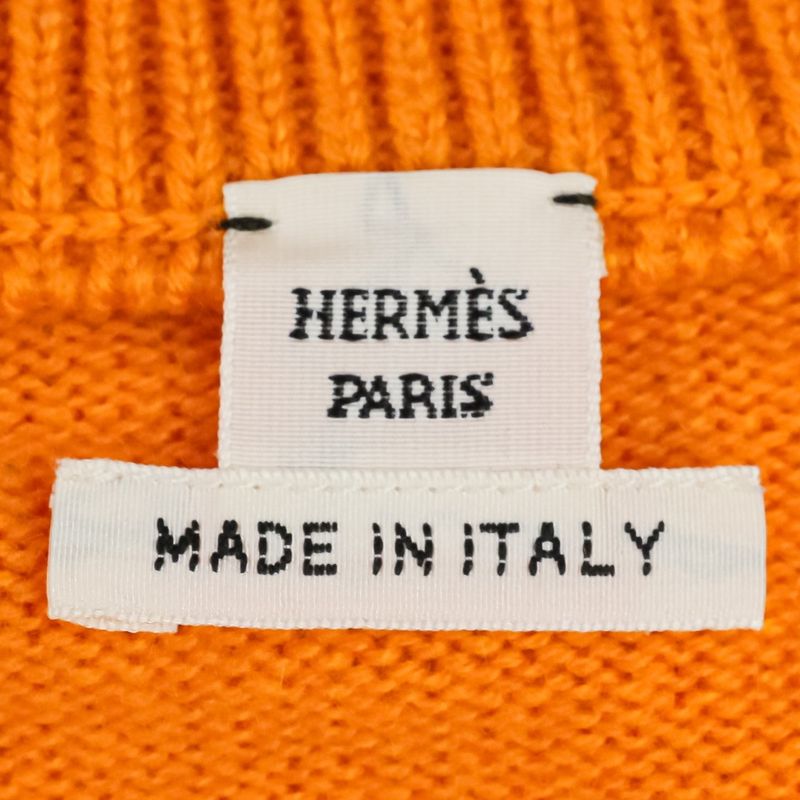 Hermes Funny Lce Cream Short Sleeve Cashmere Knit 40 Orange