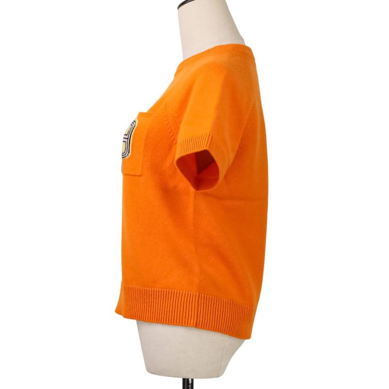 Hermes Funny Lce Cream Short Sleeve Cashmere Knit 40 Orange