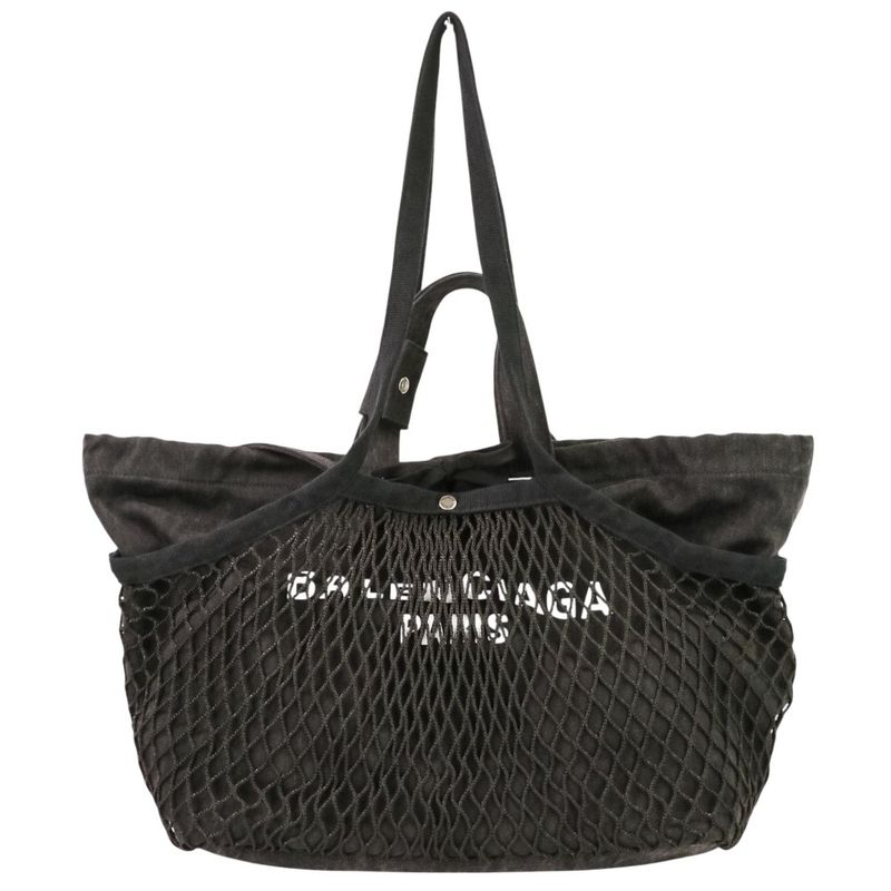 Balenciaga 24 7 Mesh Washed Tote M Black