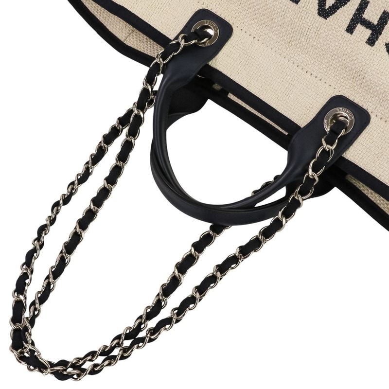 Chanel Deauville GM Chain Tote Navy White