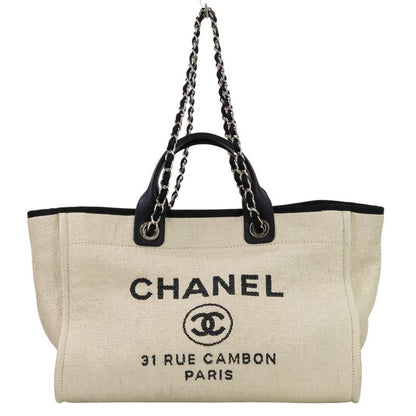 Chanel Deauville GM Chain Tote Navy White