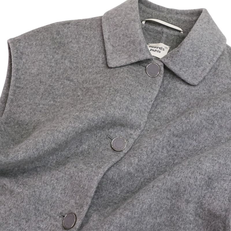 Hermes Cashmere Belted River Long Gilet Vest 38 Gray