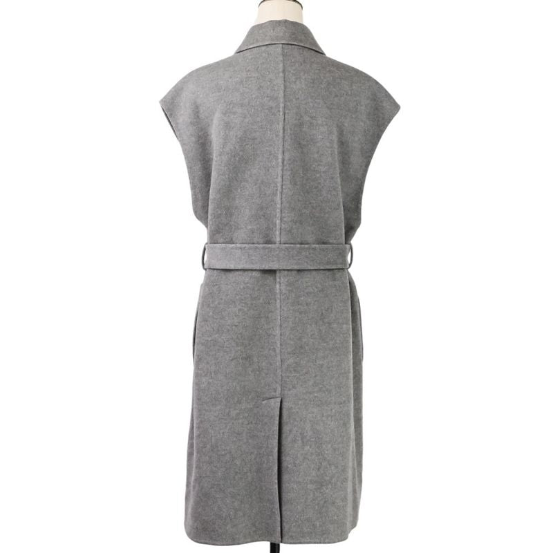 Hermes Cashmere Belted River Long Gilet Vest 38 Gray