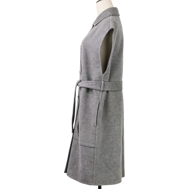 Hermes Cashmere Belted River Long Gilet Vest 38 Gray